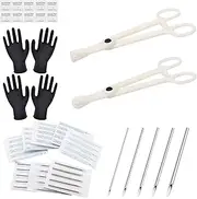 [TONBAO] Piercing Kit - 41 Pieces Professional Piercing Kit Includes 25 Pieces Mixed 12G 14G 16G 18G 20G Ear Nose Piercing Needles 2 Pieces Disposable Piercing Clamps Forceps 10 Pieces Clean Tools 4 Pieces