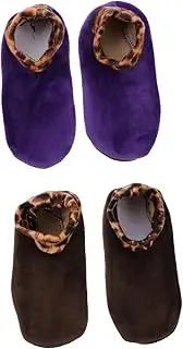 [ROMISBABA] 2Pairs Leopard Prints Cozy Socks for Adults Warm Stockings with Cold Protection Non Skid Design for Fashionable Winter Wear Colors for Home Use