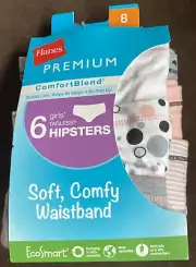 Hanes Premium Girls Size 8 Tagless Hipsters Underwear 6 Pack Ecosmart