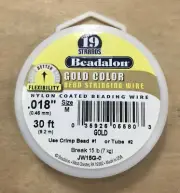 Beadalon Nylon Coated Gold Color Bead Stringing Wire - 19 Strands .018"