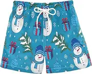 [RPLIFE] Swim Shorts for Boys, Swimwear for Toddler Boys 2t, Winter Cute Snowman Blue