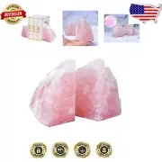 Elegant Heavy-Duty Rose Quartz Bookends - Unique Decorative Stone Holders