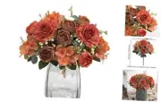 Artificial Flowers Fake Peony Silk Flowers Hydrangea Bouquet Decor Faux Russet