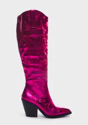 [AZALEA WANG] Pink Metallic Mimi Cowboy Boots