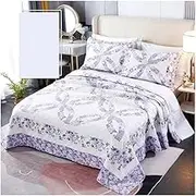 Quilt Set 96x110/102x117/119x117 Purple Copper Coin Print Quilt Bedding Set 3 Pieces Cotton Lightweight Bedspread Coverlet Set with 2 Pillow Shams (Color : Purple, Size : 244x279cm-96x110)
