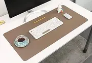 NODITO Dual-Sided Leather Desk Pad,Blotter for Laptop Computer,Mouse Pad,Writing,Drawing,Arts and Craft Mat (17"x35", Khaki)