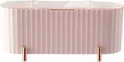AIMALL Elegant Cosmetic Storage Box with Lid, 3-Compartment Dressing Table Organizer, 8.38x3.58 Inches, Rose Gold Accents, Ideal for Beauty Blenders, Brushes, and Accessories