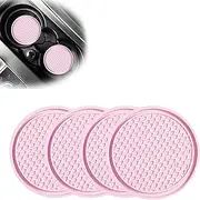 Sodcay 4 PCS Car Cup Holder Coaster, 2.75In PVC Anti Slip Cup Holder Insert Coaster, Honeycomb Waterproof Fixed Tea Coaster, Universal for Vehicle Interior Cup Mats (Pink) (SOBD0002PK-4PC)
