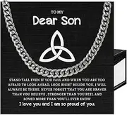 [SUTERY] To My Son Necklace from Mom, To My Son Cuban Chain Necklace from Mom, Son Necklace from Dad, Mother And Son Necklace, Christmas Necklace for Son, Gifts for Son Christmas