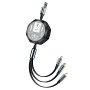 JTX-0140 100W USB-A to iP/Micro/Type-C Retractable Cable Fast Charging Data Transmission Pure Copper Core Line 1.2M Long