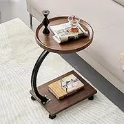 XICEN C Shaped Side Table, Small C Shaped End Table for Sofa and Bed, Couch Side Tables That Slide Under (B)