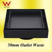 Matt Black 100mm Square Floor Drain Tile Insert Shower Grate 50mm Outlet Waste