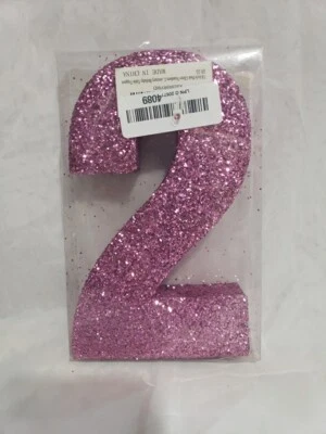 7.8 Inch Pink Glitter Number 2 Anniversary Birthday Table Top Party Decorations