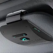 Bluetooth Handsfree Car Kit 5.0 Sun Visor Clip Wireless Audio Receiver Speakerphone Loud Speaker Music Player Dual Microphone black