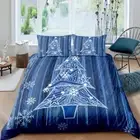 Set Pine Tree Bed Sets Bule Wooden Board Comforter Cover Geometry Star Abstract