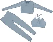 [MOBUTOFU] 2-pack Yoga Activewear Set Women's High Waist Seamless Leggings Long Sleeve Wear for Women Yoga Pants for Leggings Winter Fitness Supply