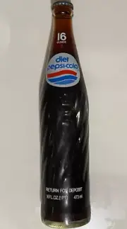 FULL UNOPENED UNUSED 1977 DIET PEPSI COLA SODA POP BOTTLE BOTTLE 16 OZ PINT RARE