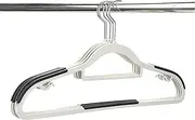 Sophistik 42cm Durable Plastic Hangers with Grey Anti-Slip Strip – Space-Saving, Versatile Closet Solution for Clothes, Suits, and Coats (20 Pack)