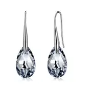 Veile Studios Water Drop Sterling Silver 925 With Austrian Crystal Clear Teardrop Pierced Earrings