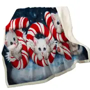 Christmas Joy Three Cute Angel White Kittens Throw Blanket