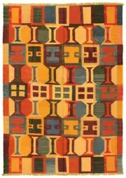 Vintage Hand Woven Kilim Rug 5'0" x 7'2" Traditional Wool Carpet