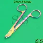 Crown Scissors 4.5" Curved Multi Titanium Color Rainbow Stainless Steel