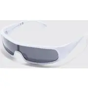 Mens White Wrap Racer Sunglasses