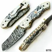 custom handmade damascus steel folding pocket knife swiss army knife camping kni