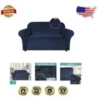 Ultra-Soft Navy Velvet Loveseat Slipcover - Perfect Fit for 2-Cushion Couches