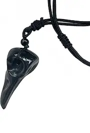 [Manekieko] Natural Crow Skull Crystals and Healing Stones Necklace,With Adjustable Band Crystal Stone Pendant