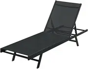 Gardeon Sun Lounge, Folding Camping Chair Lounger Day Bed Chaise Beach Chairs Outdoor Furniture Garden Patio Setting Pool Backyard, with Fabric Padded Seat Backrest Black