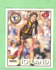 1996 AFL SELECT STICKER #3, 1995 RISING STAR MEDAL, NICK HOLLAND, HAWTHORN HAWKS