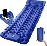 Sleeping Pad for Camping,Camping Mat Self Inflating Camping Sleeping Mat with Pillow,Built-in Foot Pump Inflatable Sleeping Pad, Compact Camping Air Mattress for Backpacking Tent Hiking Traveling