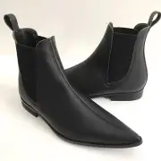 Handmade Mens Fashion Black Color Chelsea Boots, Men Black Leather Boots