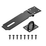 5 Inch Padlock Latch, Stainless Steel Barn Door Security Hasp Lock, Black