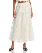 Aqua Square Crochet Midi Skirt - Exclusive