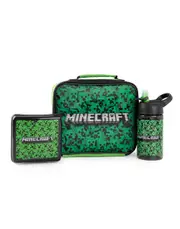 Vanilla Underground Minecraft Boys Lunch Bag Bottle and Snack Pot Green Creeper - One Size