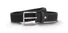 Mens belt black vegan nubuck square silver buckle adjustable fashion elegant
