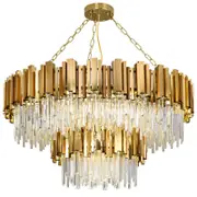 Eli & Co. Lighting Solaris Grande Round Crystal Chandelier 93cm – Gold Finish