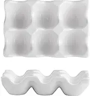 Ceramic egg holder, holds 6 eggs, tray can be stacked for storage or used in the refrigerator