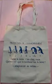 Eco Friendly Canvas Shopping Bag Reusable Tote Bag Grocery Handbag - penguin