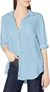 [Hurley] Junior's Wilson Solid Boyfriend Long Sleeve Button Down Shirt