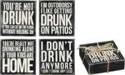 Primitives By Kathy "drinking" Wood Coaster Set of 4