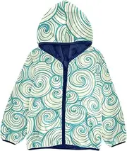 [GuoChe] Baby Boy Sherpa Jacket Abstract Swirl Line Blue Yellow Toddler Girls Coat Navy Blue Baby Girl Zip Up Sweatshirt 3T