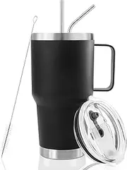 [STAPEX] Tumbler Double Wall Stainless Steel Vacuum Insulated Travel Mug 890 ML with Splash-Proof Lid Metal Straw and Brush