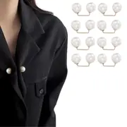 8Pcs Brooch Anti-Exposure Neckline Double-Headed Artificial Pearl Looper Right Angle