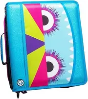 Case-it The Z Shape Zipper Binder - Two Binders in One - Double Sided 1.5 Inch D-Ring - Multiple Pockets - 500 Page Capacity - Comes with Shoulder Strap, Monster Design Z-176-ME