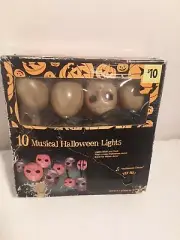 Musical Halloween Lights Michael Myers Hockey Mask String of 10 Lights. New