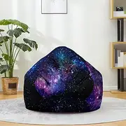 Morbuy Bean Bag Cover, 3D Mandala Print Sofa Cover Lazy Lounger Bean Bag No Filler Detachable Washable Puff Sofa Lounge Recliner Sac for Indoor Outdoor (100x120cm,Black Purple Starry Sky)