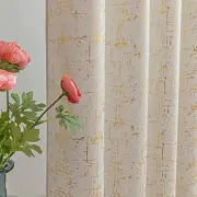 Gold Foil Print Linen Textured Curtains - Geometric Dots Pattern Design for
